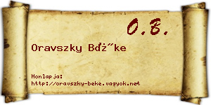Oravszky Béke névjegykártya